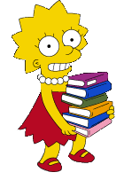 Лиза Симпсон держит много книг.
